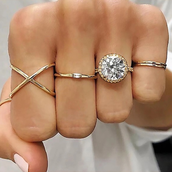 Jewelry - 4 for $25 SALE!! 5 Piece Rhinestone Crystal Rings